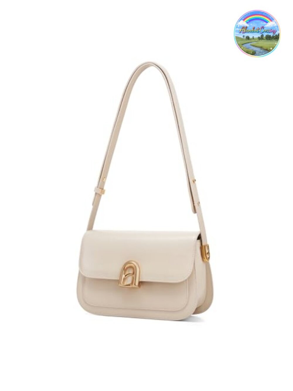 Genuine Leather Small Shoulder Purse with Adjustable Strap Structured Baguette